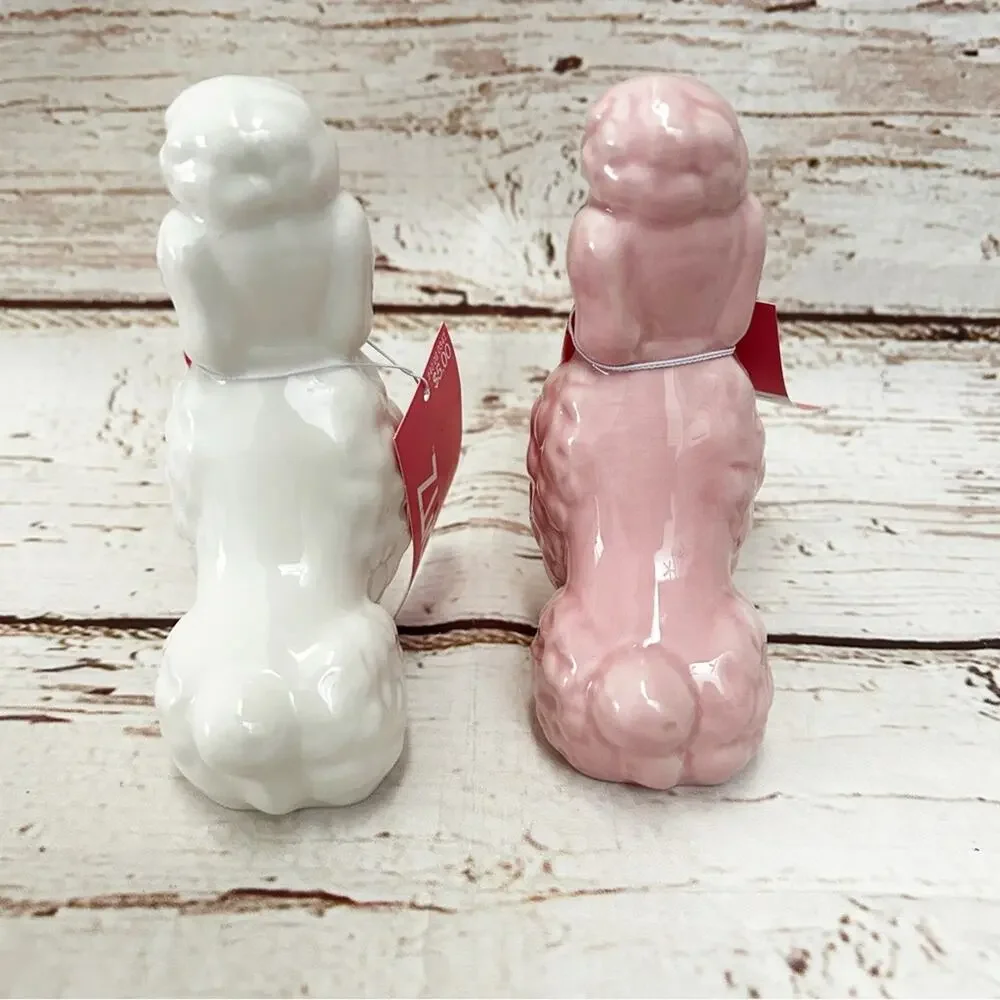 TARGET Spritz Valentine's Day Ceramic Poodle Figurines Pink and White Set